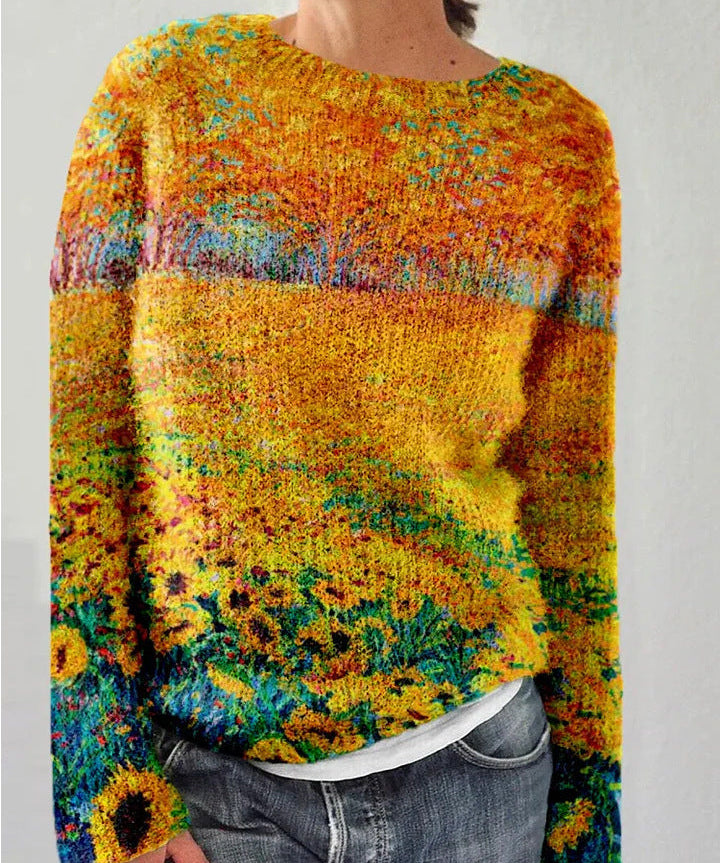 Sweater for women with 3D flower pressure, ideal for women-4
