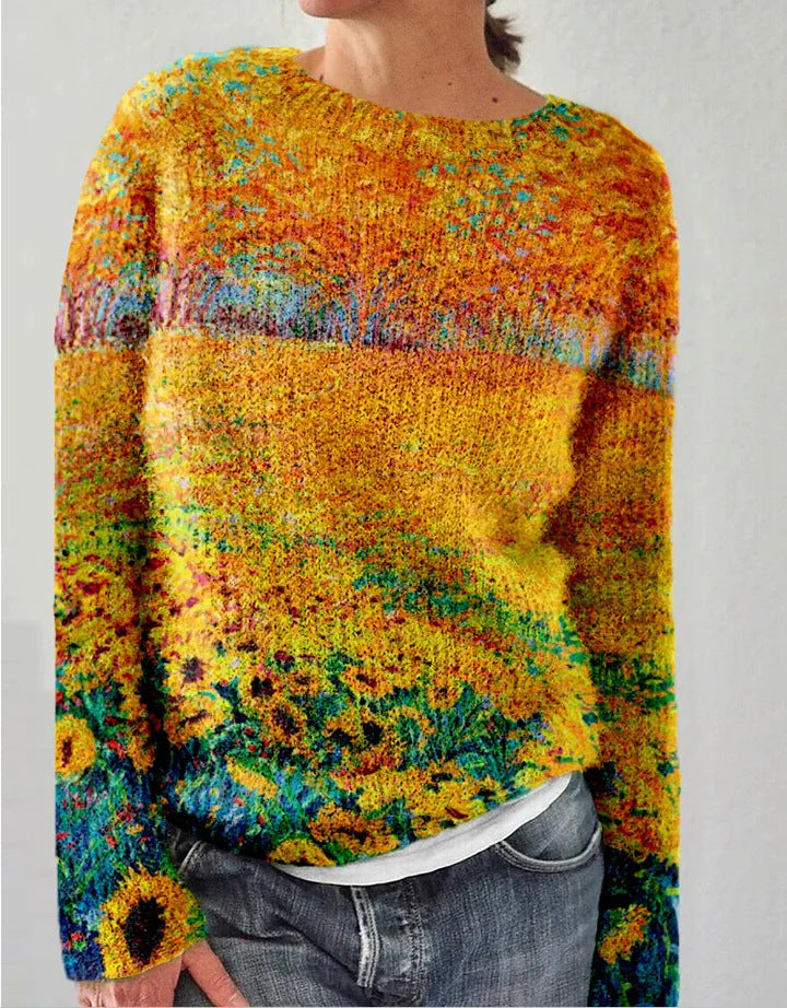 Sweater for women with 3D flower pressure, ideal for women-4