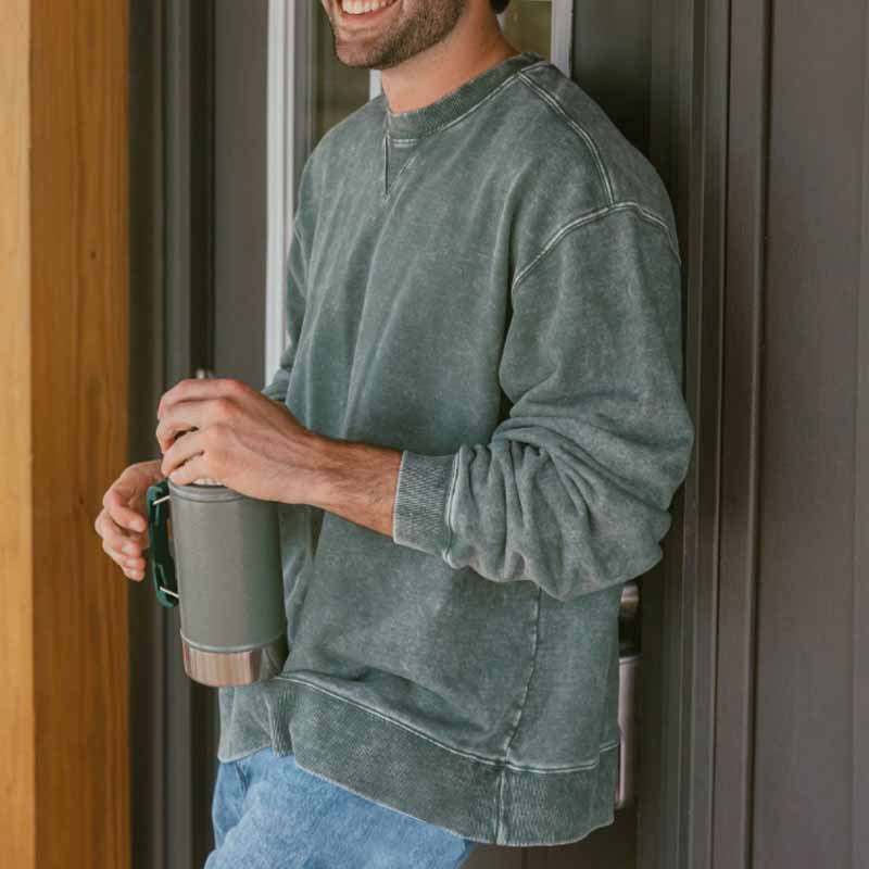 Men’s Sweatshirt – Relaxed Fit – Cotton Blend – Crew Neck – Ribbed Trim – Casual Wear-3