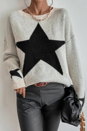 Long -sleeved women's sweater with star print for cool days-4