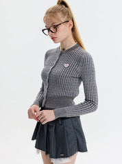 Knitted cardigan with long sleeves and embroidered top-6