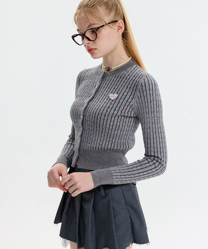 Knitted cardigan with long sleeves and embroidered top-6
