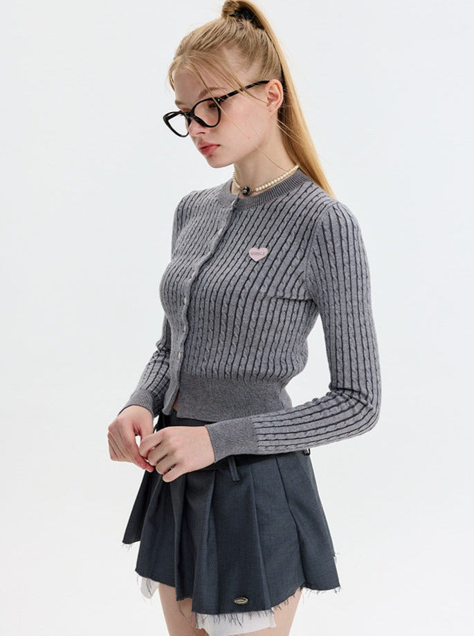 Knitted cardigan with long sleeves and embroidered top-6