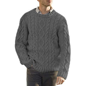 Men’s Sweater – Chunky Cable Knit – Oversized Fit – Round Neck Long Sleeve Pullover-3