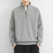 Men’s Half-Zip Sweatshirt – Ribbed Knit – Relaxed Fit – Stand Collar Casual Pullover-3