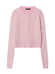 Knitted cardigan with long sleeves and embroidered top-2