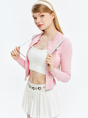 Knitted cardigan with long sleeves and embroidered top-3