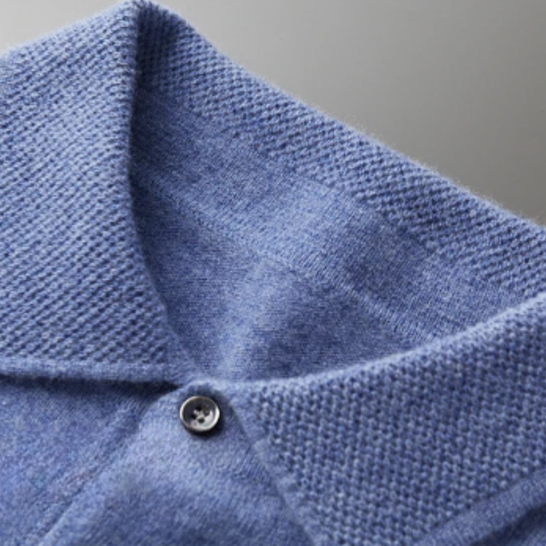 Men’s Polo Sweater – Merino Wool – Standard Fit – Button Placket – Ribbed Trim-5