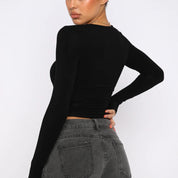 Tops long -sleeved and stylish for women with a figure -hugging cut-4