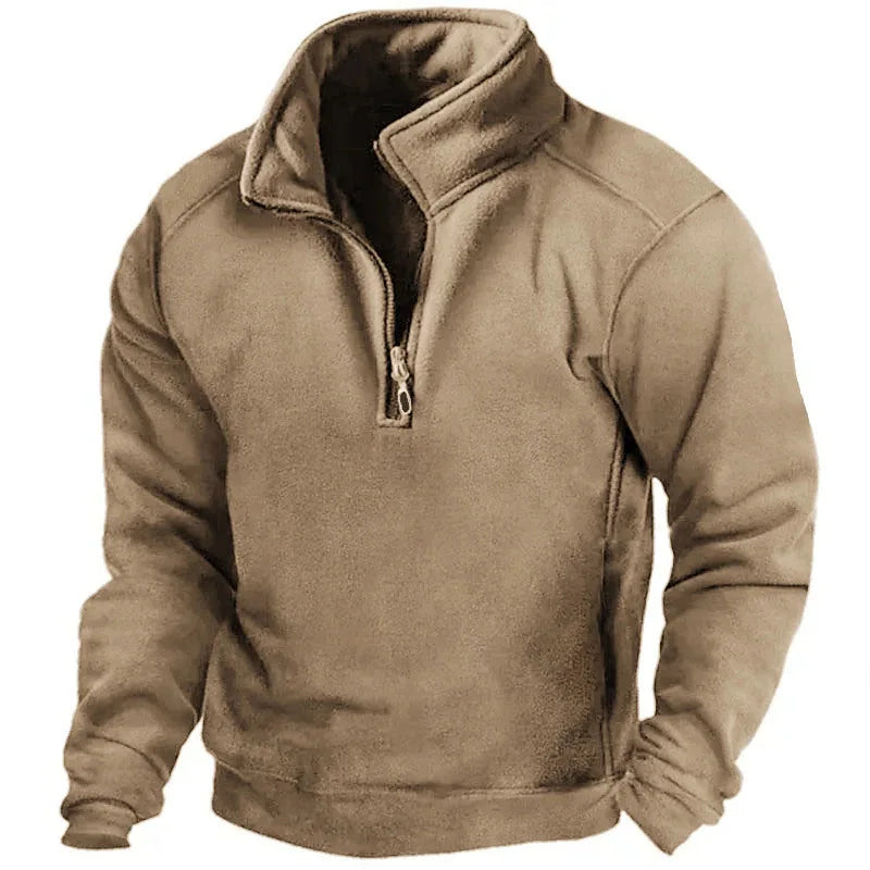 Men's casual half-zip sweatshirt with stand-up collar-3