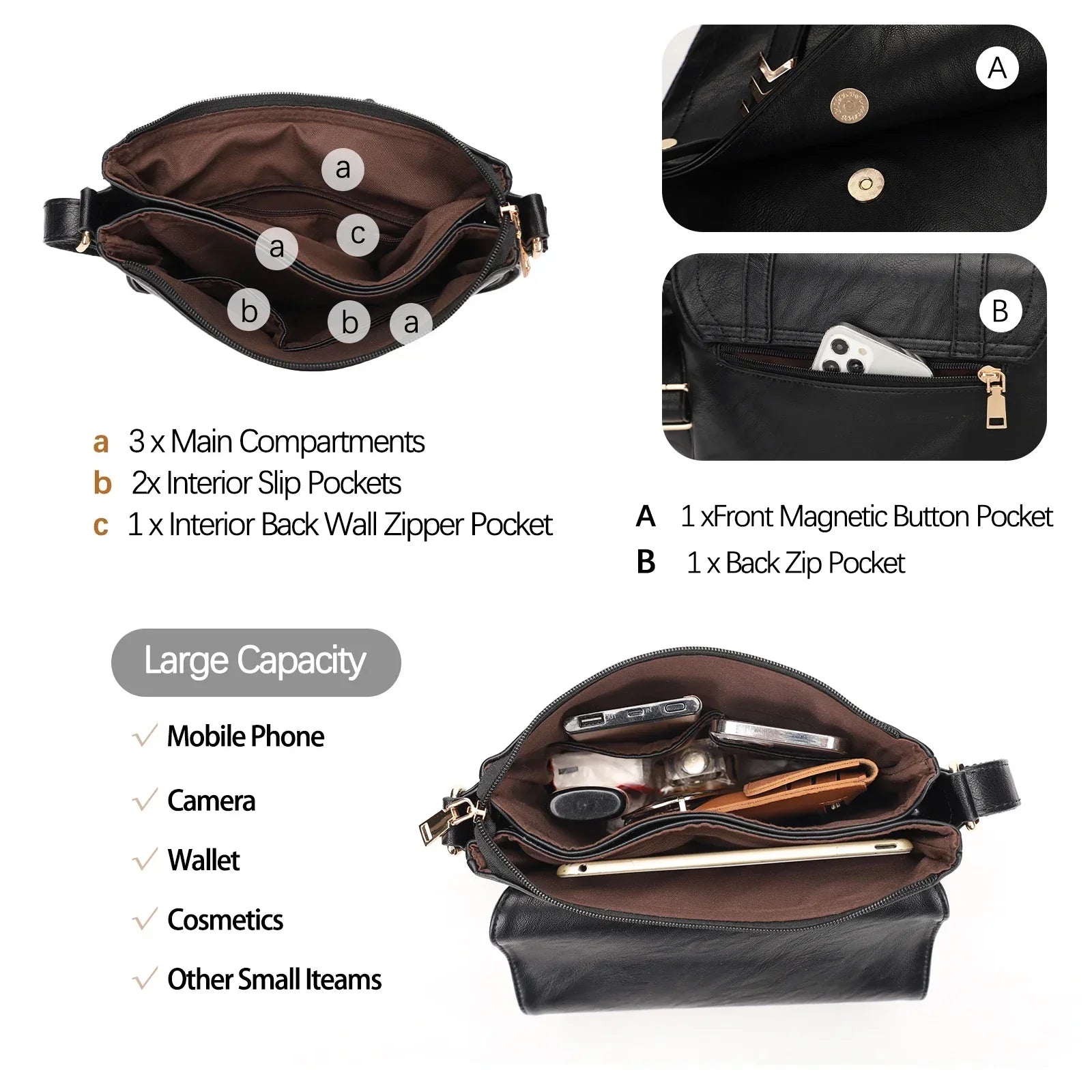 Lila | Double Pocket Crossbody Sling Bag