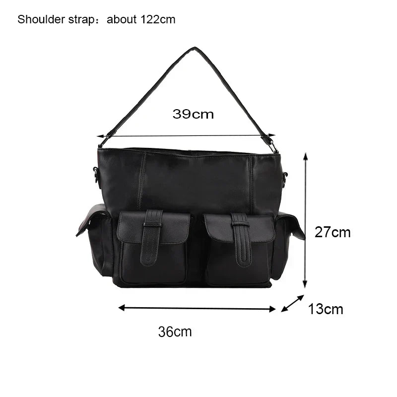 Ella | Large Capacity Punk Leather Shoulder Bag Motorcycle
