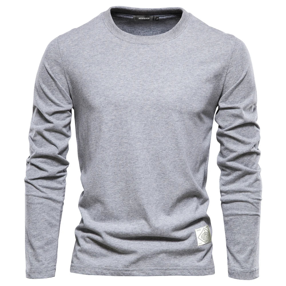 Long-sleeve casual crewneck tee for men-2
