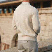 Men’s Knitted Sweater – Slim Fit – Cable Knit – Polo Collar – Long Sleeve Smart Wear-5