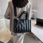 Elena | Quilted Nylon Crossbody Handbag with Silk Scarf Accent
