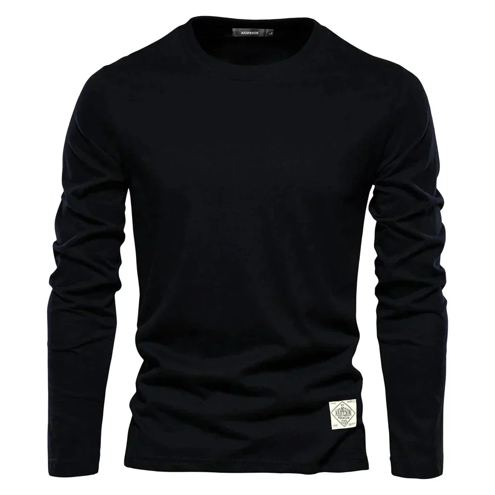 Long-sleeve casual crewneck tee for men-4