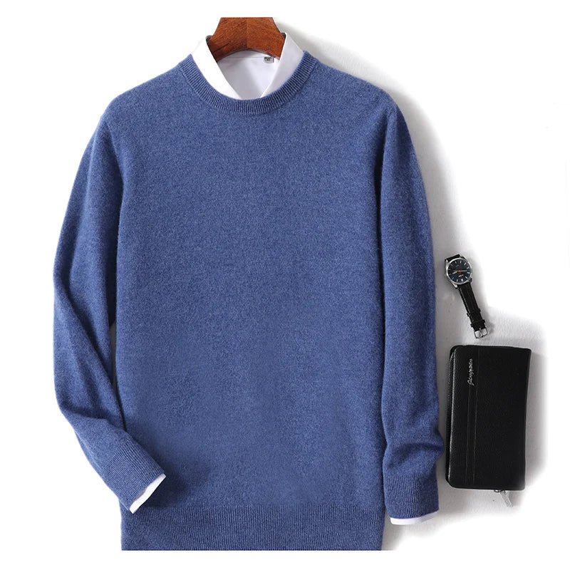 Men’s Crew Neck Sweater - Soft Knit - Wool Blend - Ribbed Cuffs & Hem - Regular Fit-3