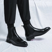 Men’s Leather Boots – Sleek Fit – Ankle Length – Cap Toe – Slip-On Chelsea Style-2