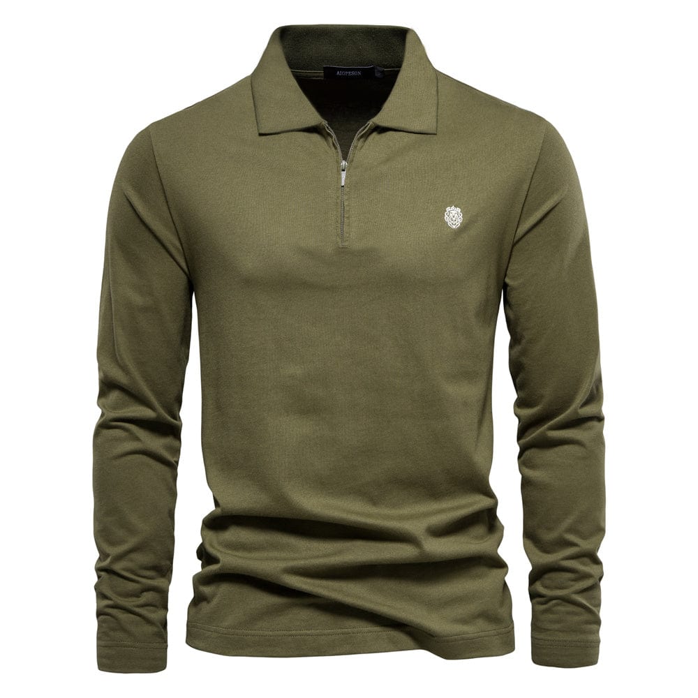 Men’s Long Sleeve Polo Shirt - Half Zip - Smart Casual - Structured Collar-1