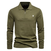 Men’s Long Sleeve Polo Shirt - Half Zip - Smart Casual - Structured Collar-1