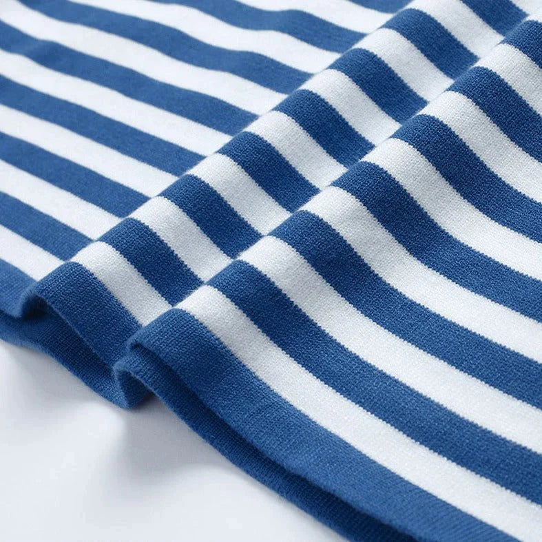 Striped knitting sweater for women with a classic design-6