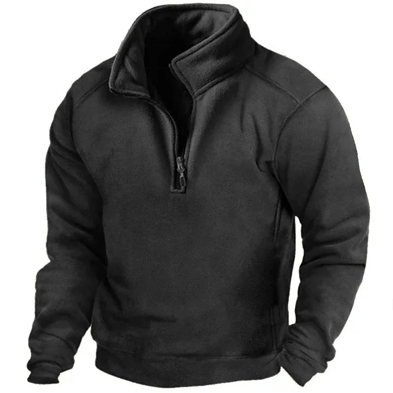 Men's casual half-zip sweatshirt with stand-up collar-4