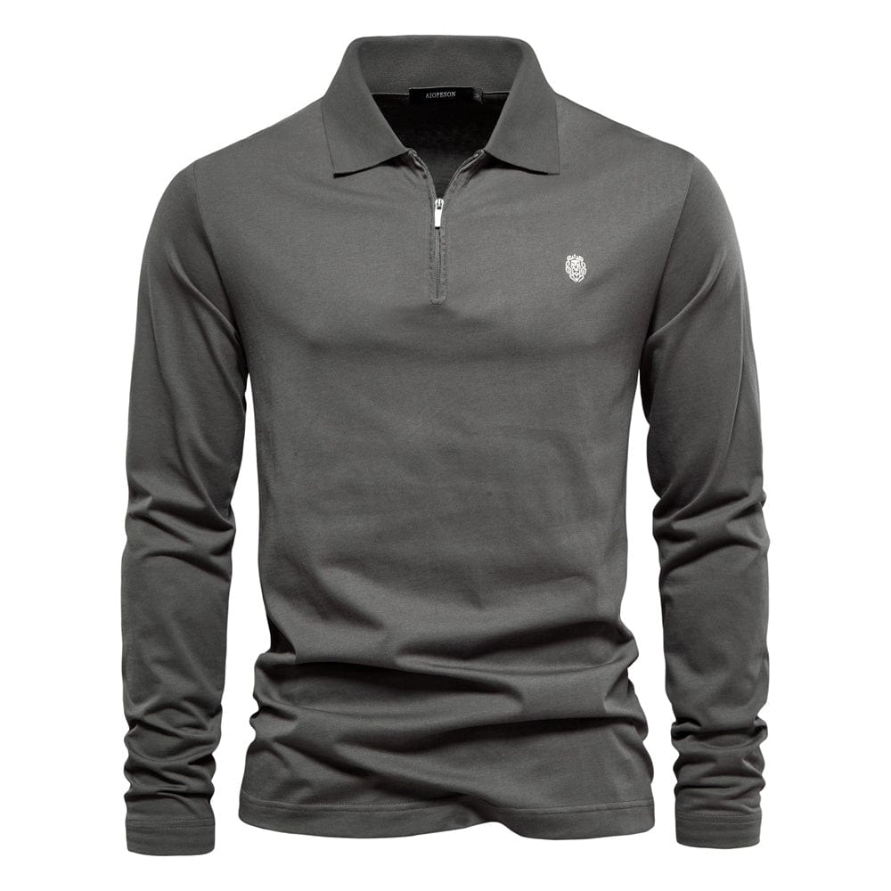 Men’s Long Sleeve Polo Shirt - Half Zip - Smart Casual - Structured Collar-6