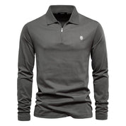 Men’s Long Sleeve Polo Shirt - Half Zip - Smart Casual - Structured Collar-6