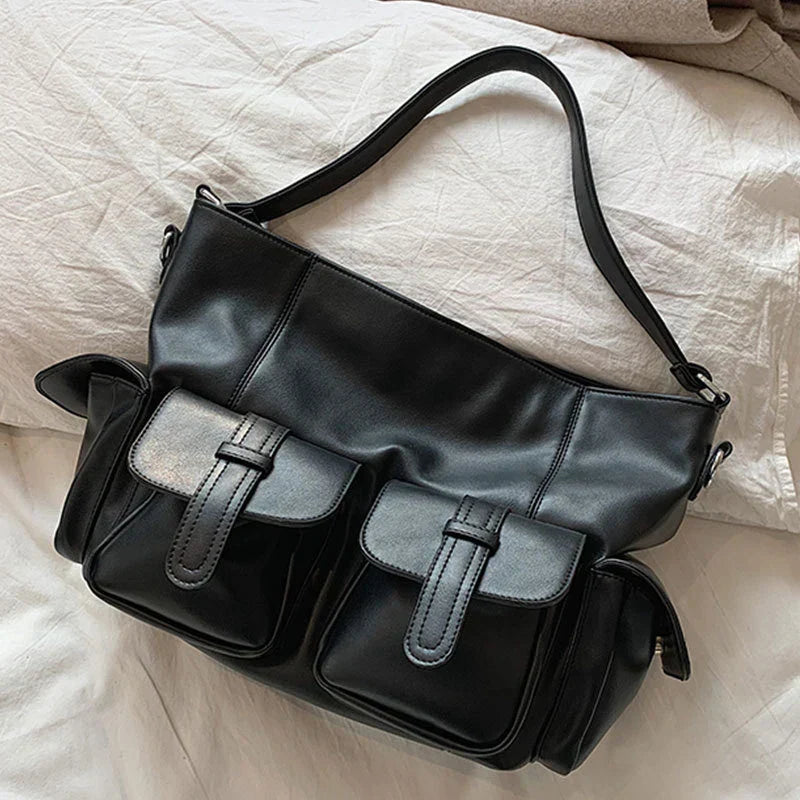 Ella | Large Capacity Punk Leather Shoulder Bag Motorcycle