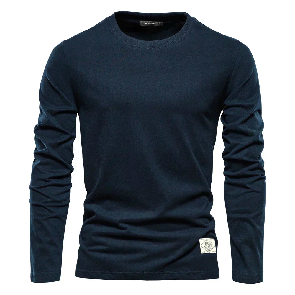 Long-sleeve casual crewneck tee for men-5