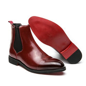 Men’s Leather Boots – Sleek Fit – Ankle Length – Cap Toe – Slip-On Chelsea Style-3