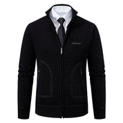 Men’s Knitted Cardigan - Wool Blend - Zip-Up High Neck - Tailored Fit - Ribbed Cuffs-3