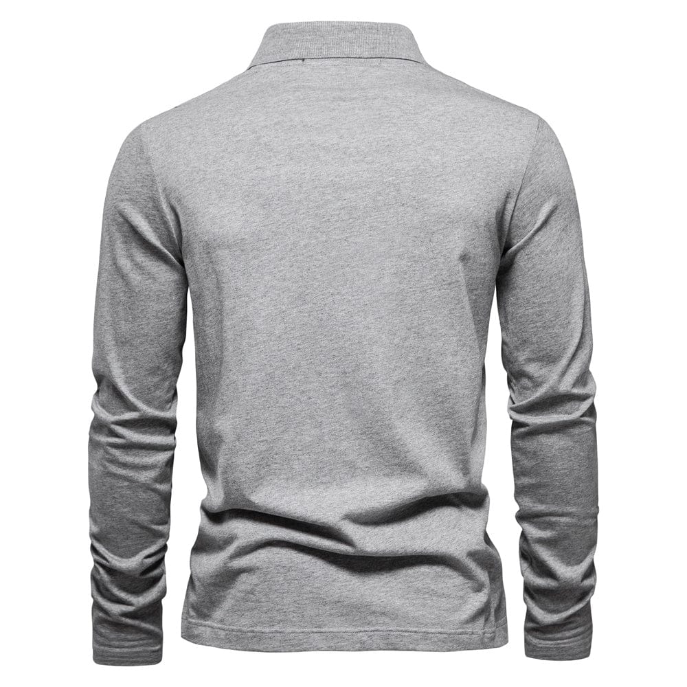 Men’s Long Sleeve Polo Shirt - Half Zip - Smart Casual - Structured Collar-3