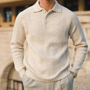 Men’s Knitted Sweater – Slim Fit – Cable Knit – Polo Collar – Long Sleeve Smart Wear-4