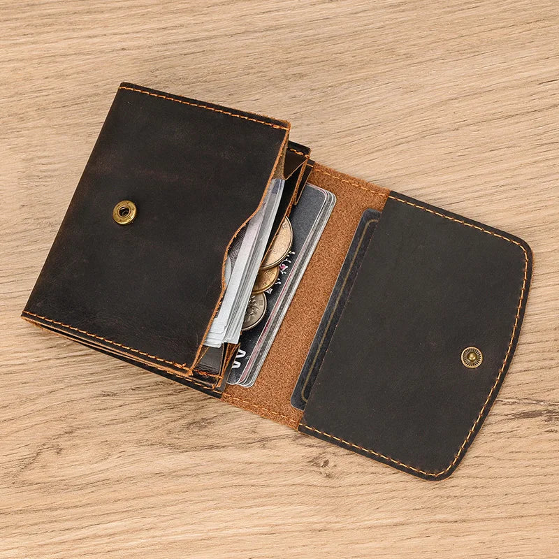Lucas | Vintage Bifold Rundleather Travel Wallet with Snap Closure