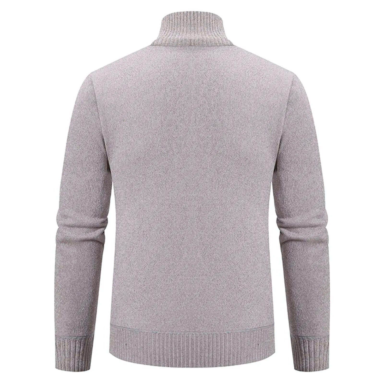 Men’s Knitted Cardigan - Wool Blend - Zip-Up High Neck - Tailored Fit - Ribbed Cuffs-6