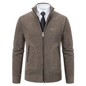 Men’s Knitted Cardigan - Wool Blend - Zip-Up High Neck - Tailored Fit - Ribbed Cuffs-4