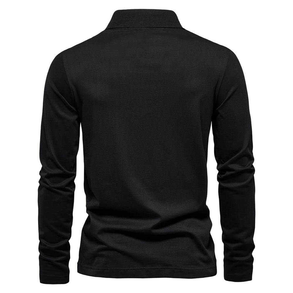 Men’s Long Sleeve Polo Shirt - Half Zip - Smart Casual - Structured Collar-5