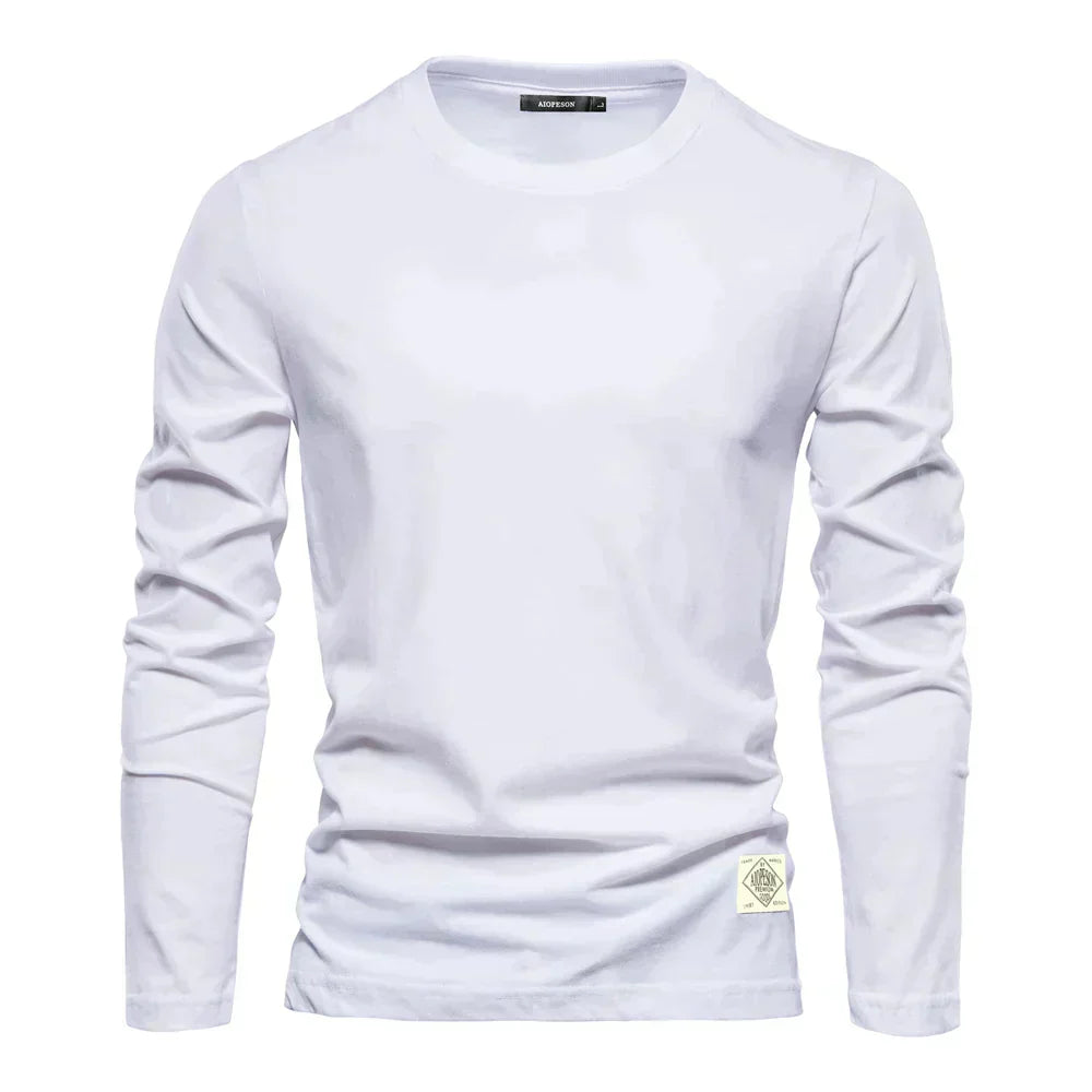 Long-sleeve casual crewneck tee for men-3