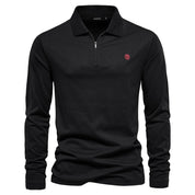 Men’s Long Sleeve Polo Shirt - Half Zip - Smart Casual - Structured Collar-4