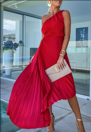 Halley | Chic Women's One Shoulder Midi Dress