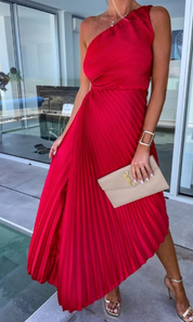 Halley | Chic Women's One Shoulder Midi Dress