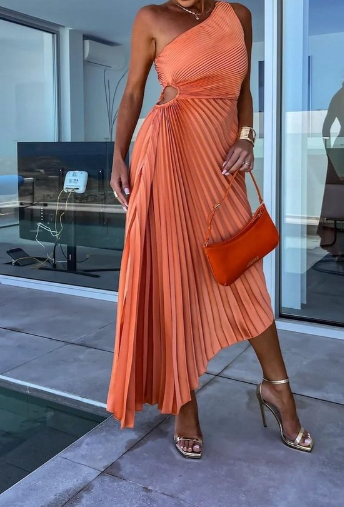 Halley | Chic Women's One Shoulder Midi Dress