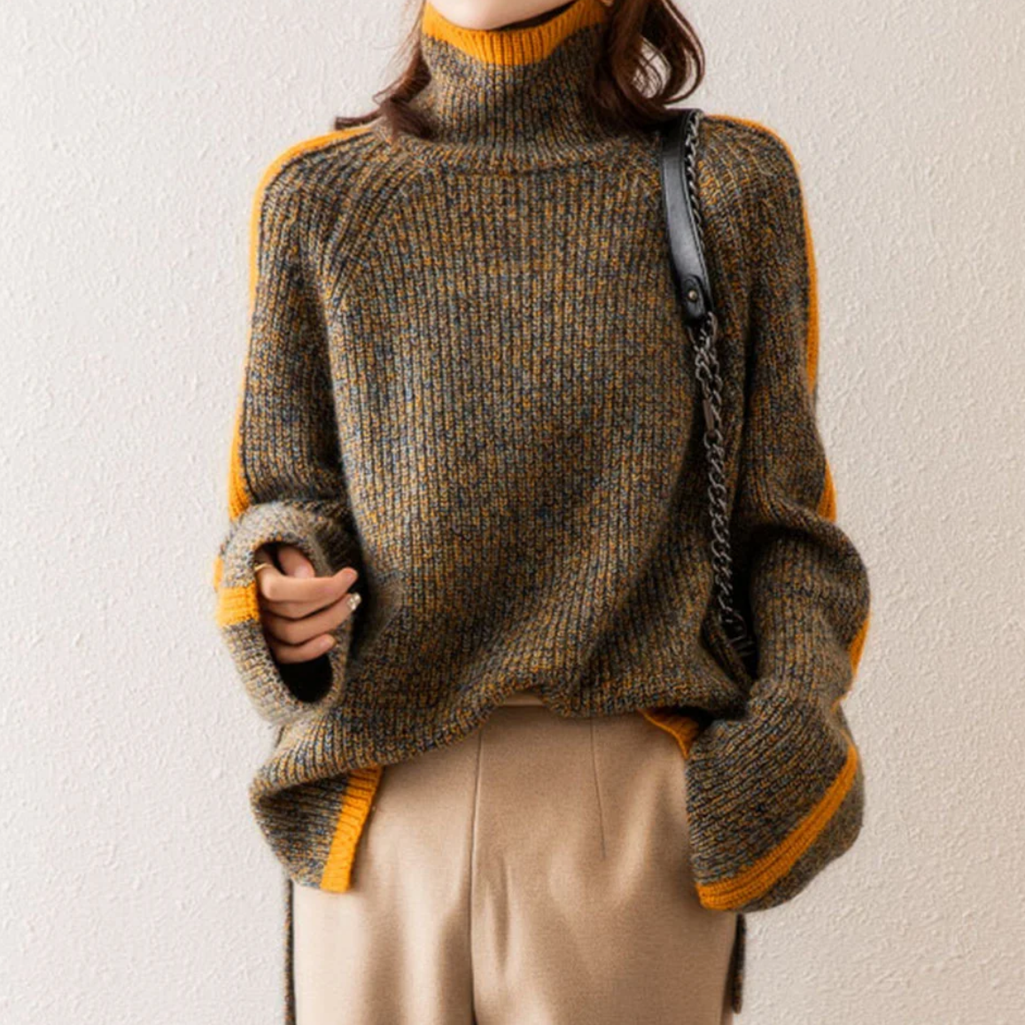 BRESEIS | Women's rope warm sweater | winter-4