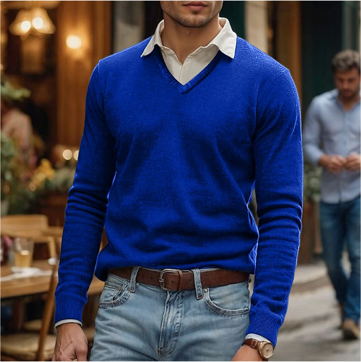 Rik | V-Neck Sweater in Soft Cotton Blend-6