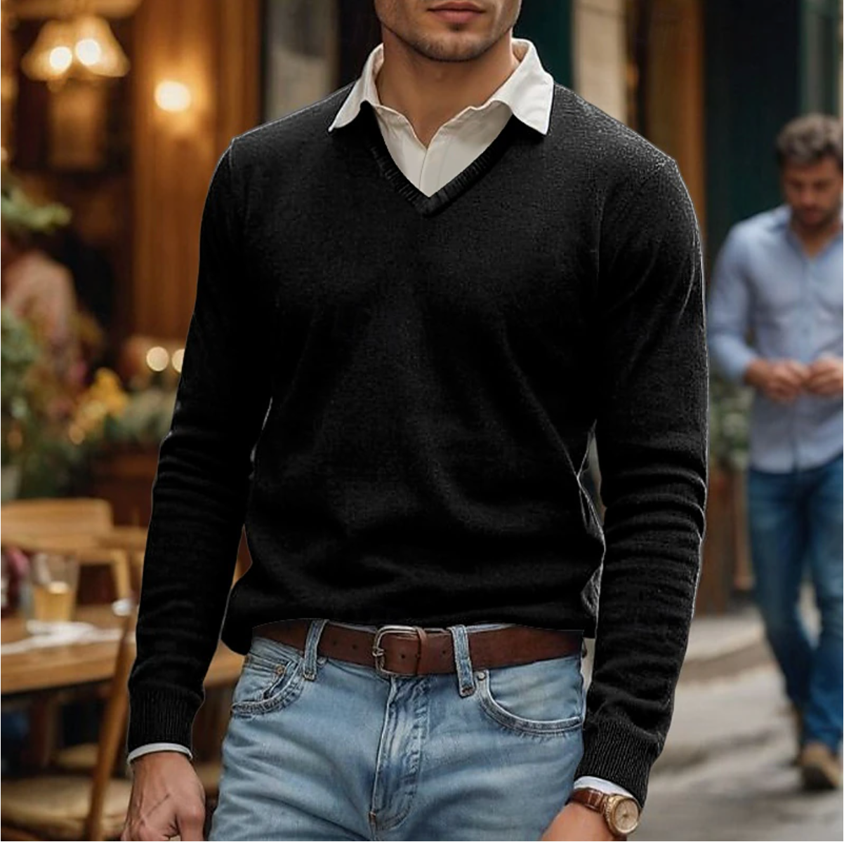 Rik | V-Neck Sweater in Soft Cotton Blend-2