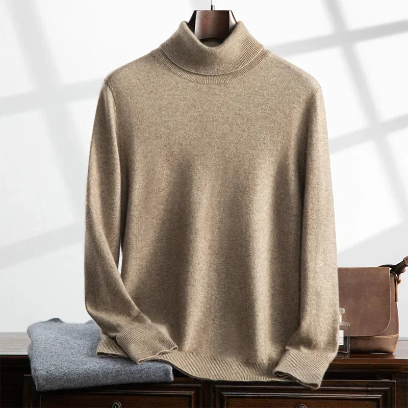 Men’s Turtleneck Sweater – Cashmere – Relaxed Fit – Ribbed Knit – Full Length-6