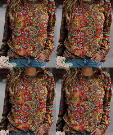 Elegant women's sweater with round neck and print for the winter-2