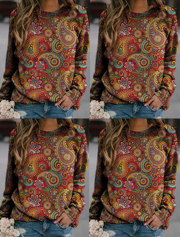 Elegant women's sweater with round neck and print for the winter-2