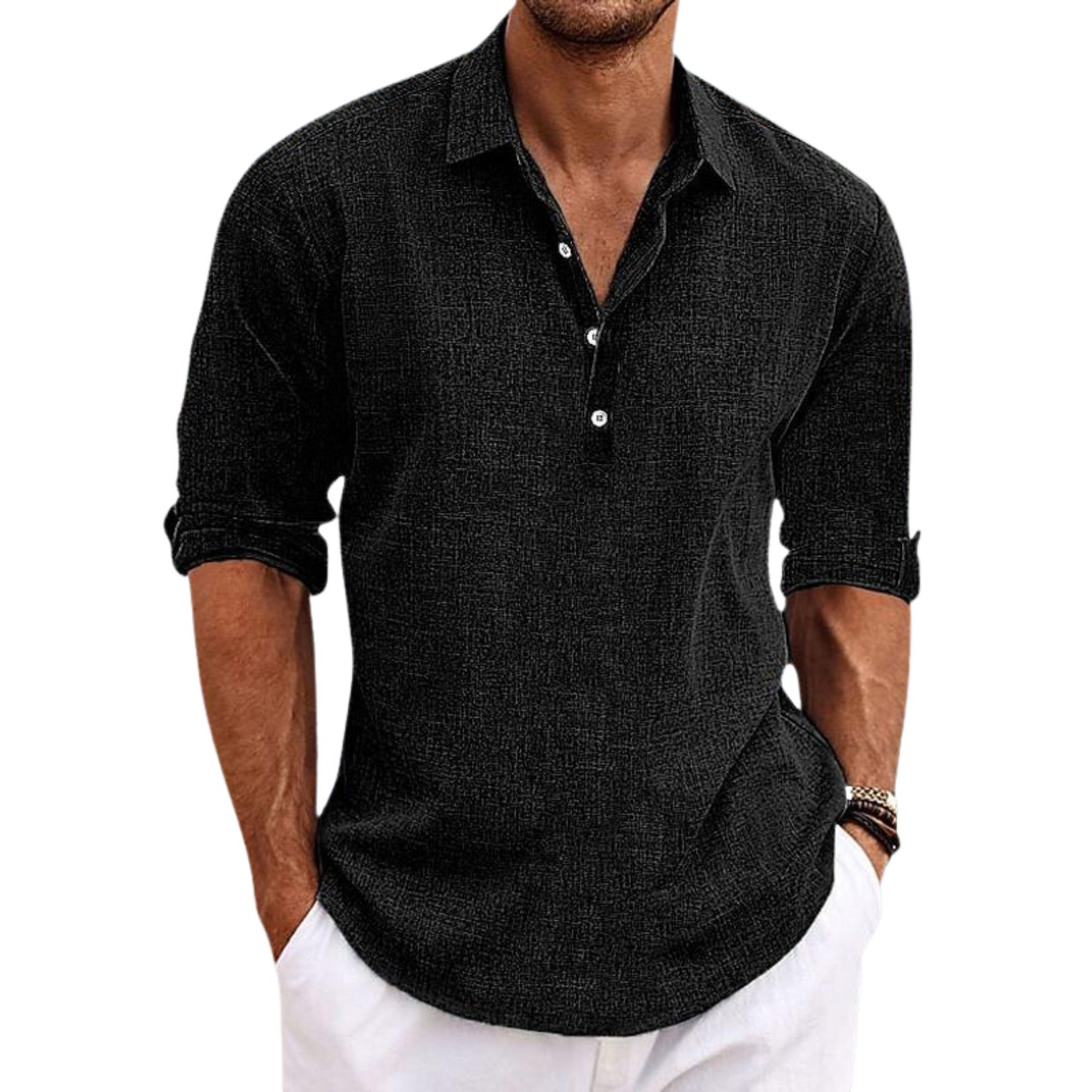 Darren | Laidback Luxe Roll-Up Collar Shirt